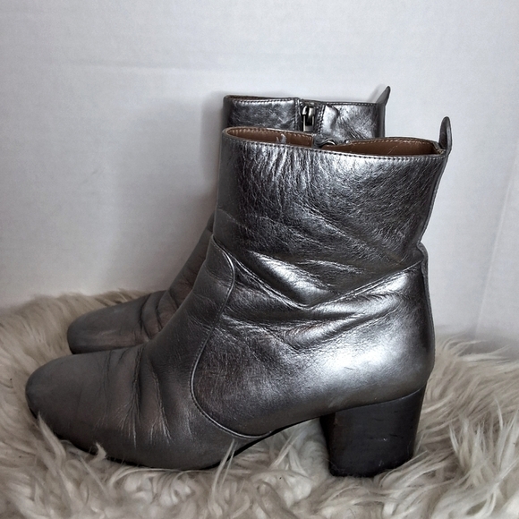 Coach Shoes - Coach Juliet Silver/ Pewter Leather Ankle Boots 7.5